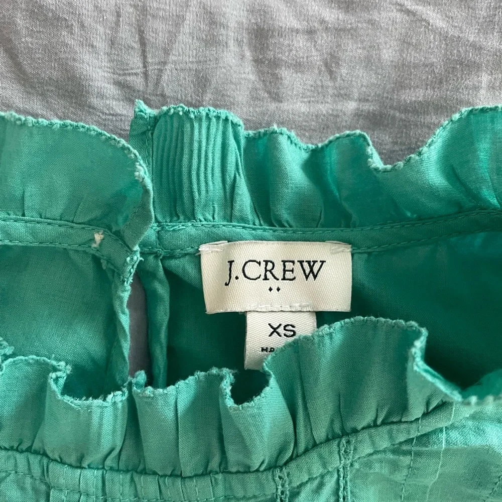100% cotton J.Crew Green‎ Ruffled Sleeveless Top XS